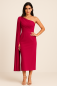 Preview: Fuchsia Midi Kleid Oneshoulder