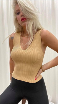 Oberteil mit V-Ausschnitt beige