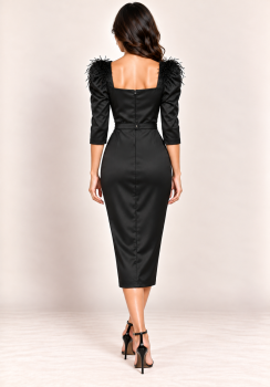 Satin Midikleid schwarz
