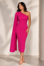 Fuchsia Midi Kleid Oneshoulder